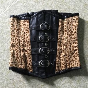 Leopard Buckled Steel Boned 24” Underbust Corset